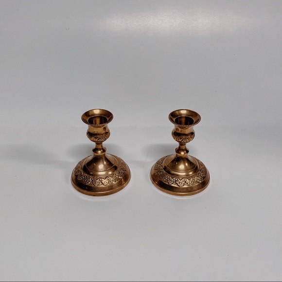 Vintage Brass Candlesticks with Ornate Detail